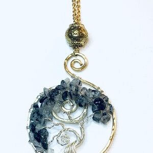 Handmade Gold Tree of Life with gemstones Necklace